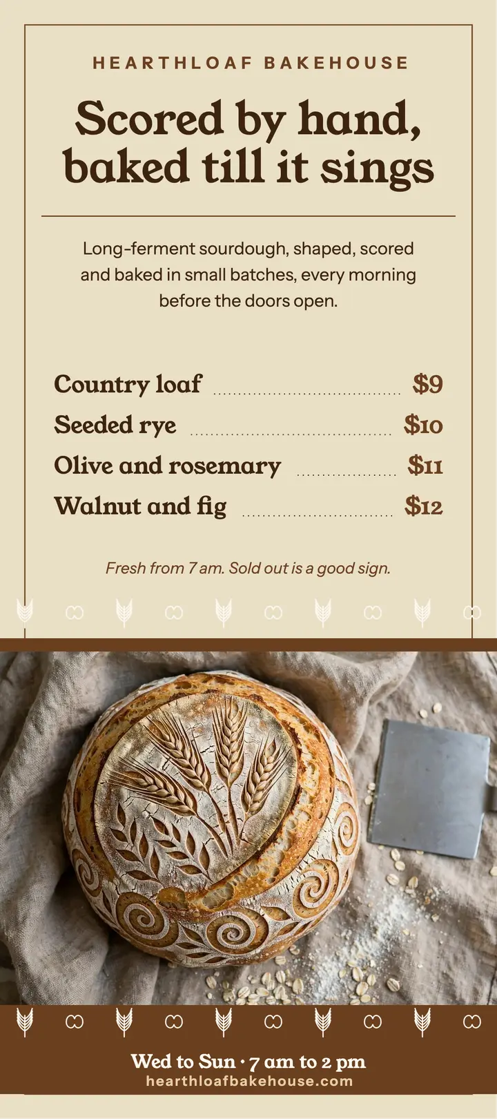 Hearthloaf Bakehouse rack card template