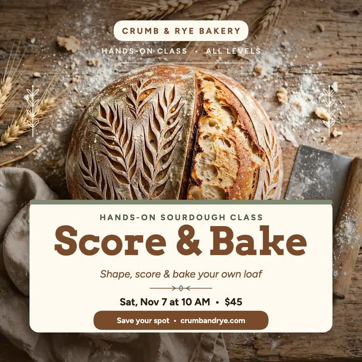 Crumb and Rye sourdough scoring class post template