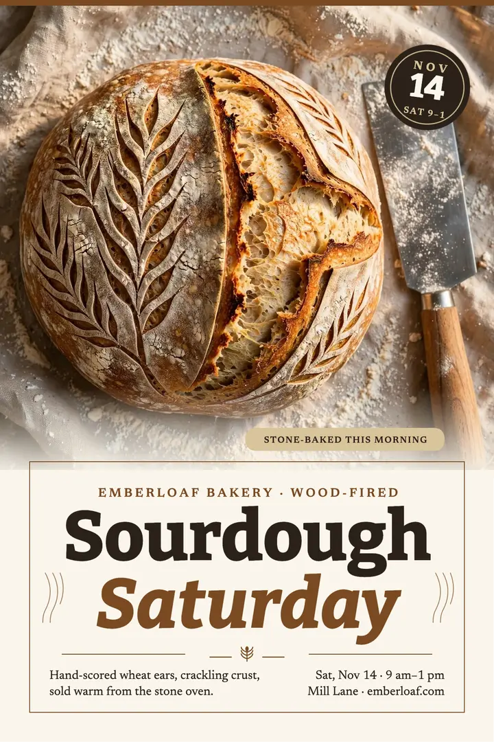 Emberloaf Sourdough Saturday poster template