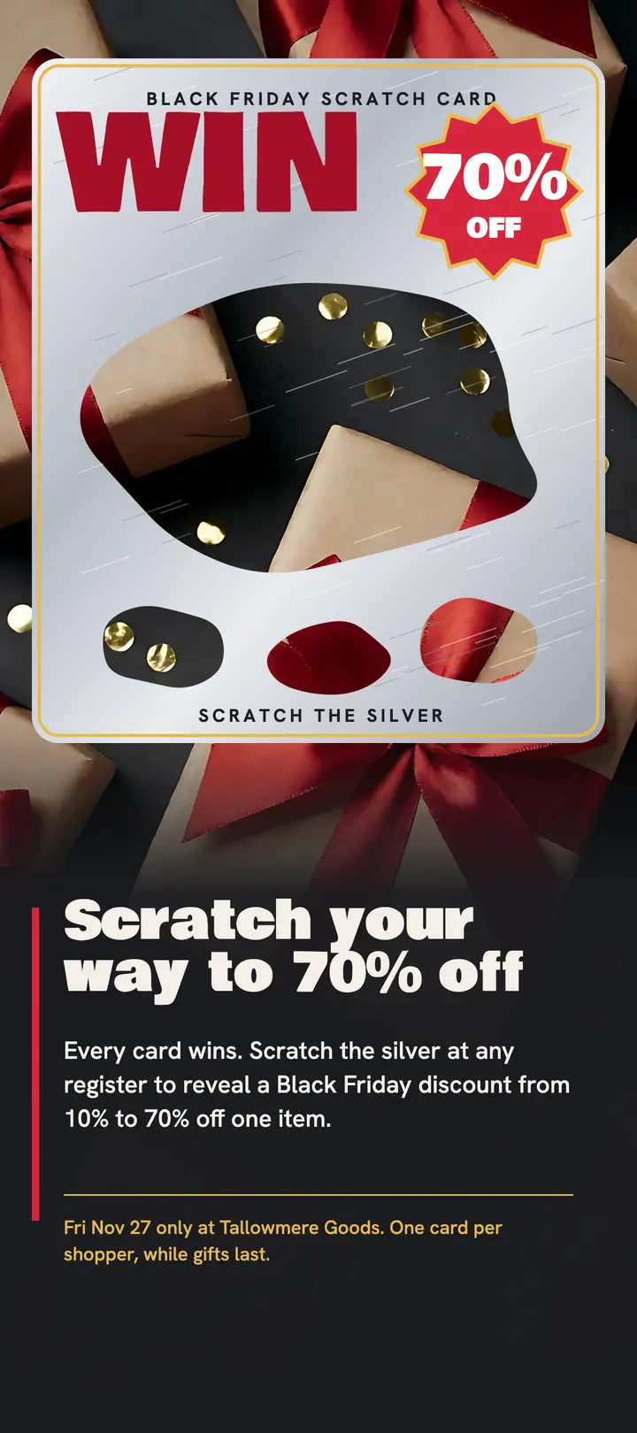 Scratch and save Black Friday rack card: black friday scratch card rack card template