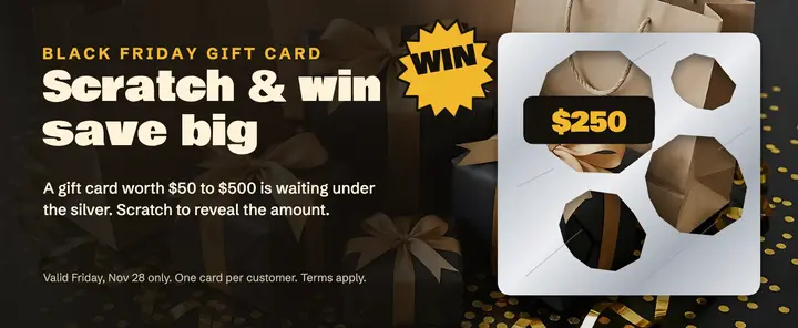 Scratch and win Black Friday gift card template