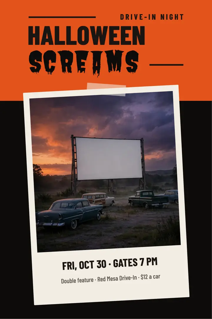 SCREAMS horror movie night poster template