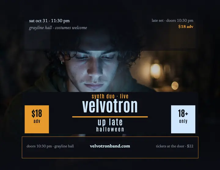 Velvotron Halloween late-night flyer: halloween gig flyer template