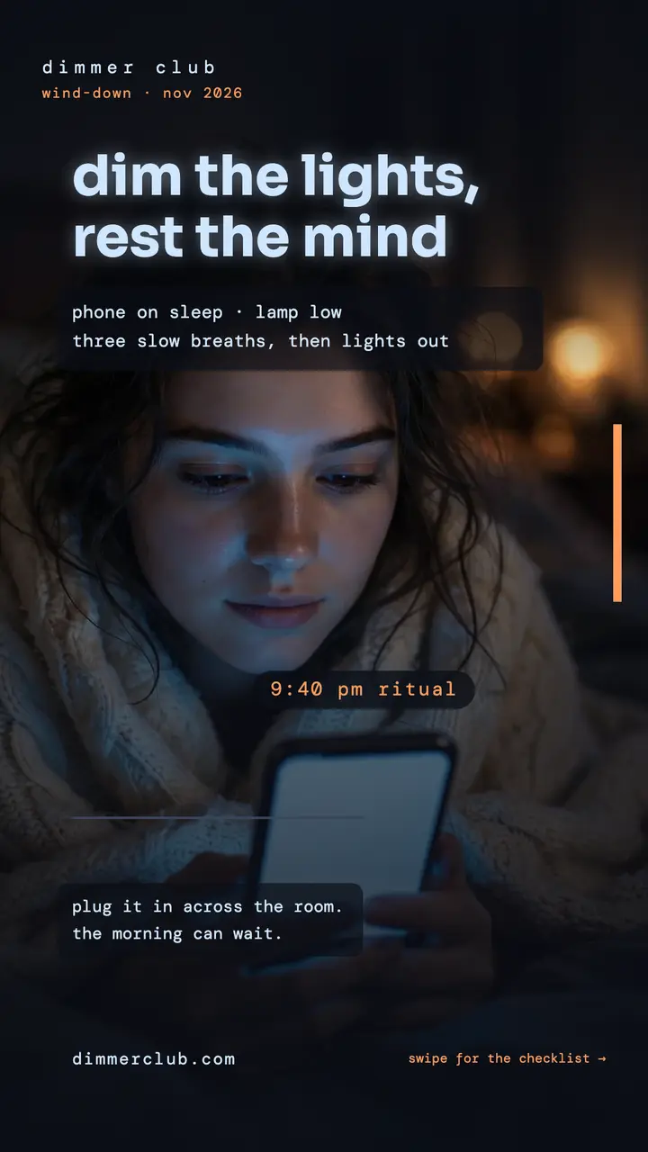 Dimmer Club phone-free wind-down story template