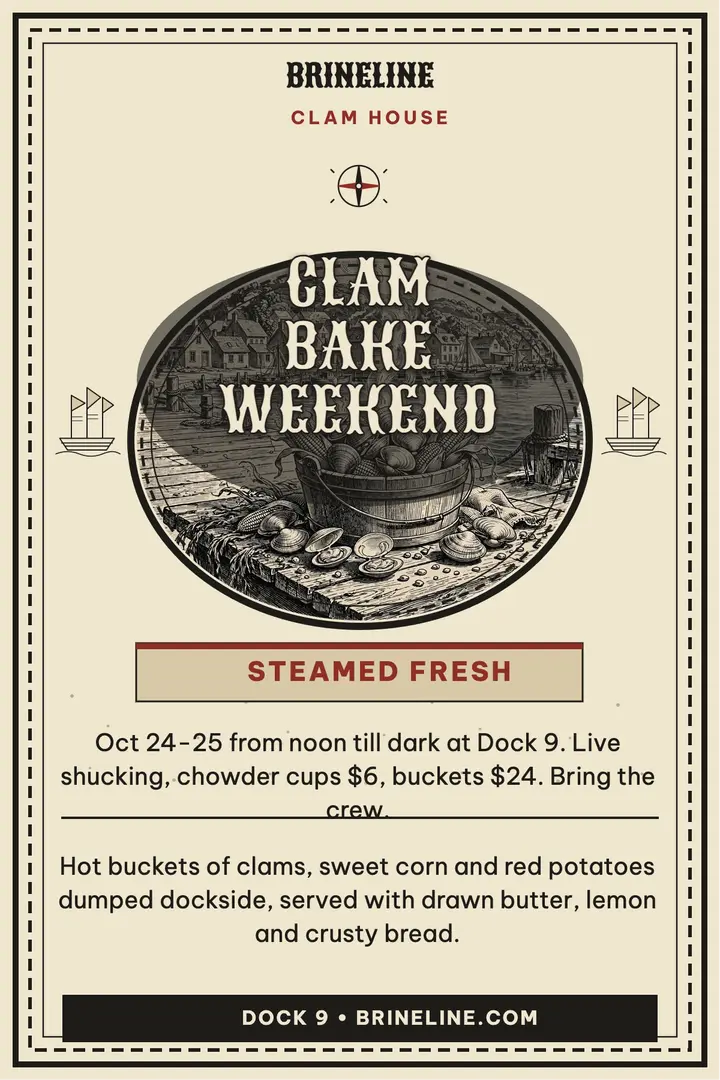 Brineline clam bake weekend poster template