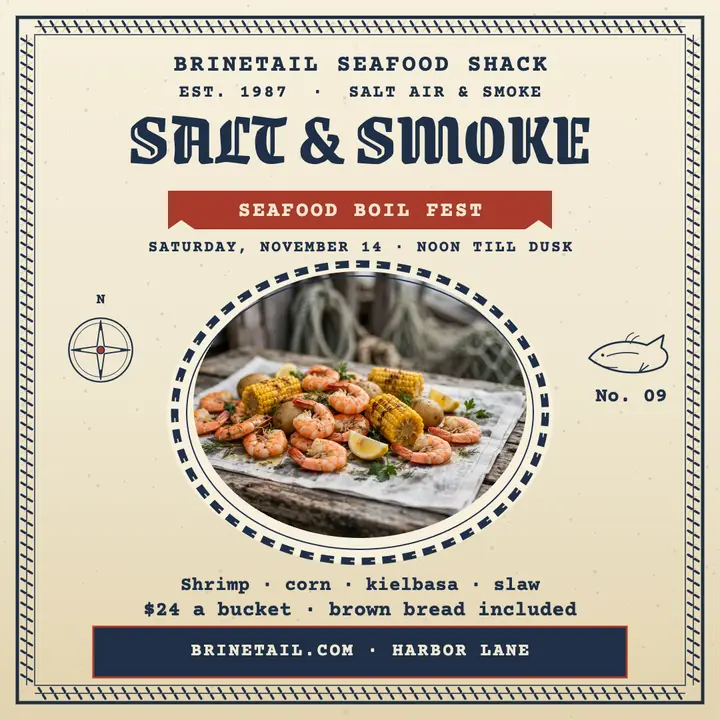 Brinetail salt and smoke fest menu template