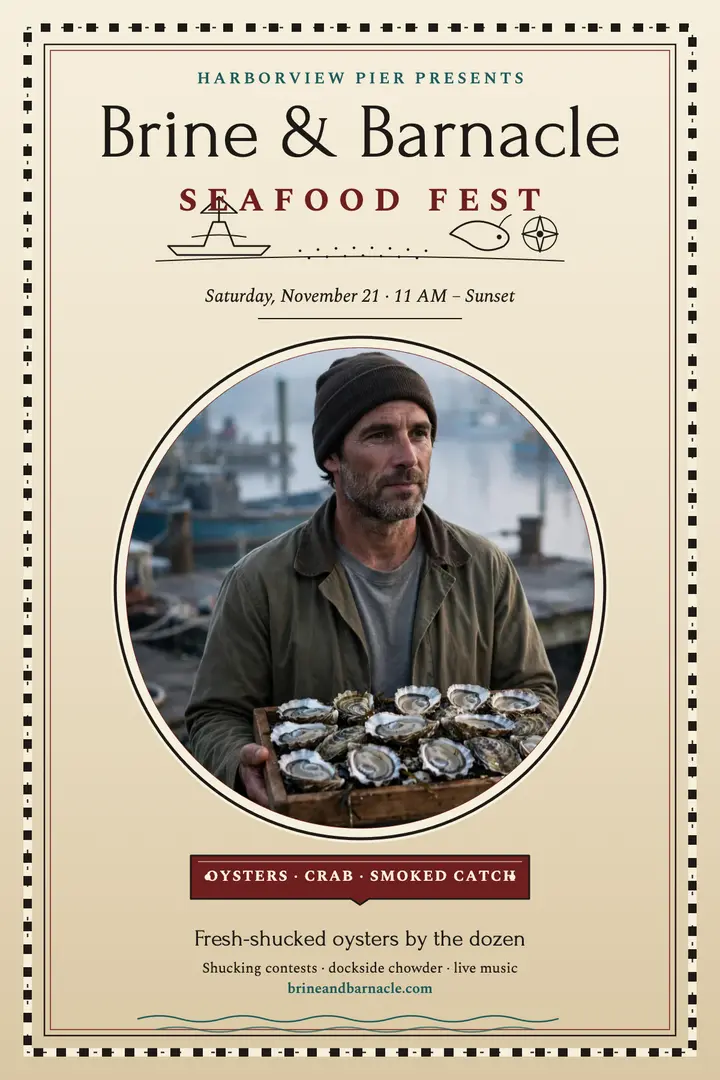 Brine and Barnacle seafood fest poster template