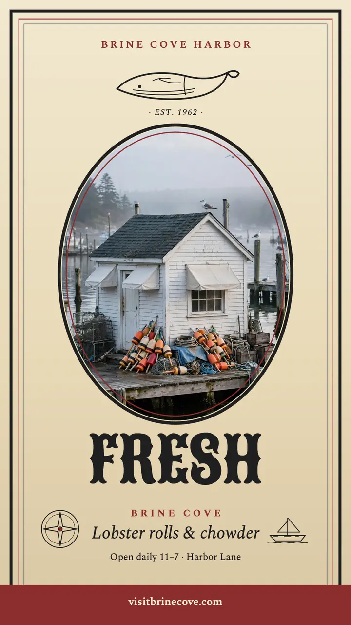 Brine Cove seafood shack scrimshaw story template