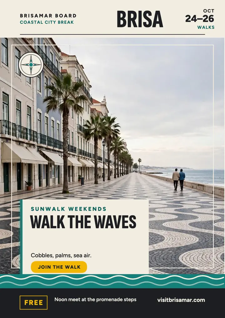 Brisamar sea wave promenade flyer template