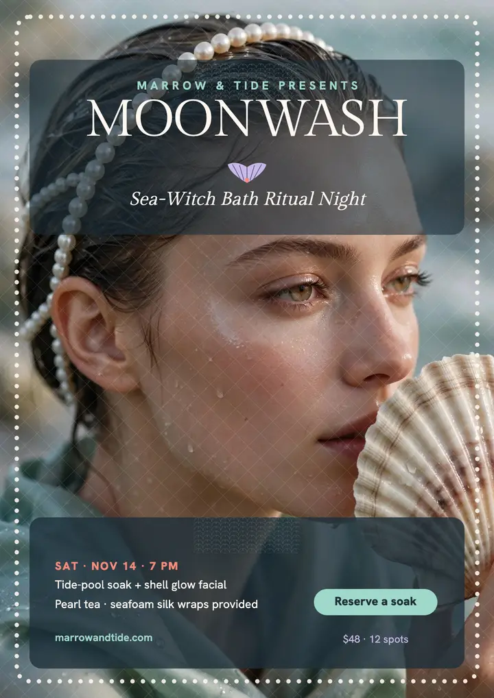 Moonwash sea-witch bath ritual flyer template