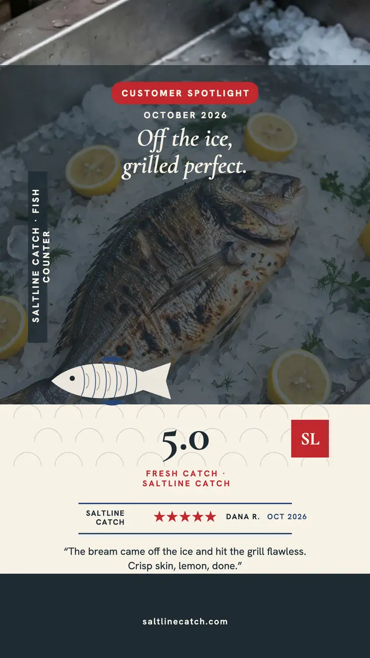 Saltline Catch seafood spotlight story template