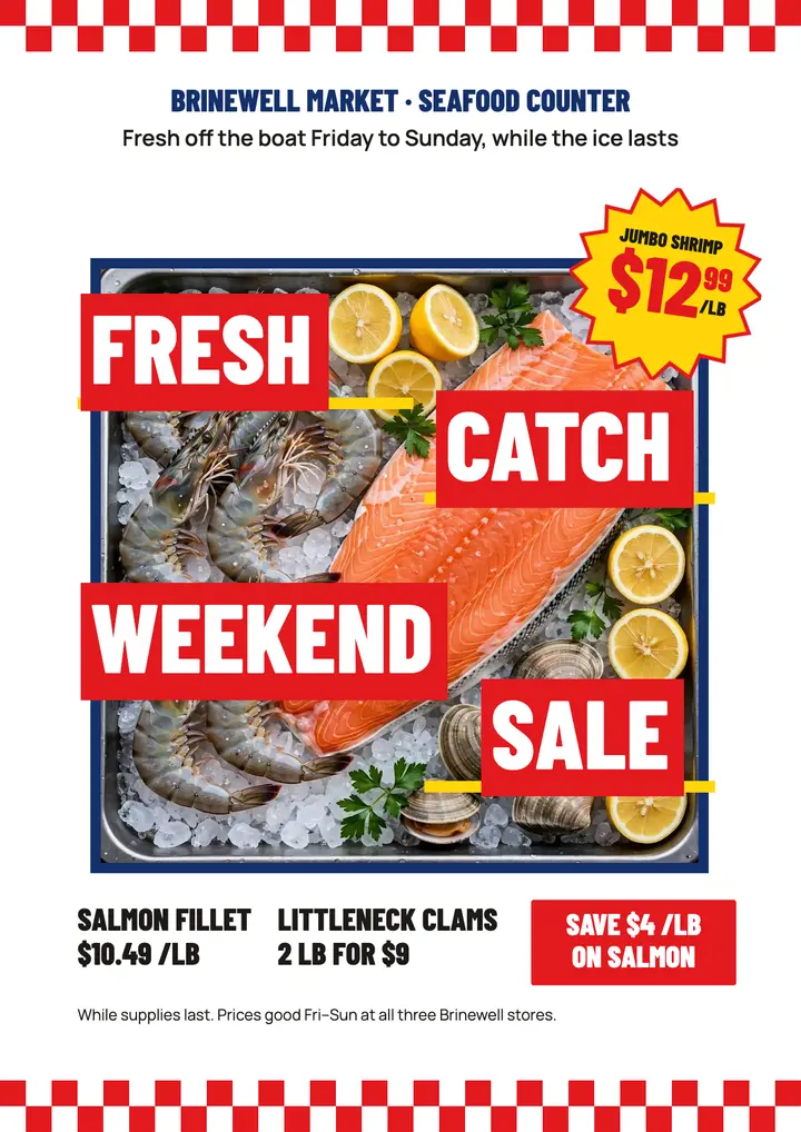 Brinewell Market fresh catch weekend flyer template