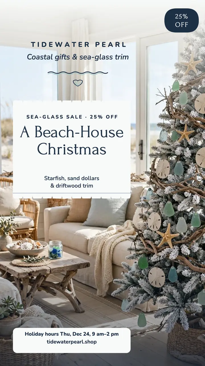 Tidewater Pearl beach-house Christmas story template