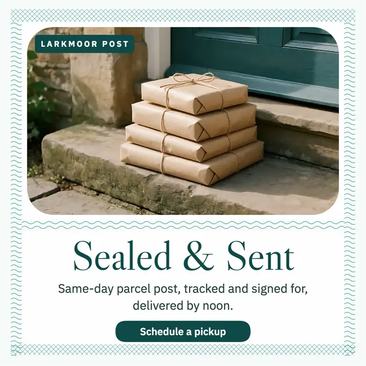 Larkmoor Post sealed and sent post template