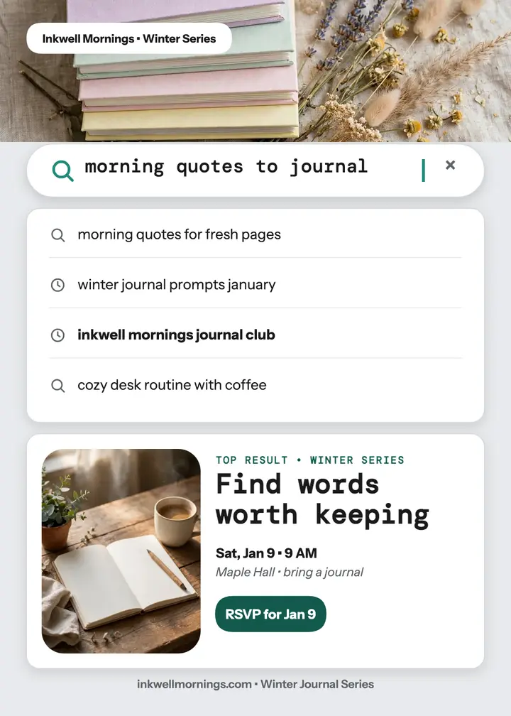 Inkwell Mornings journal quotes invitation: journal club invitation template