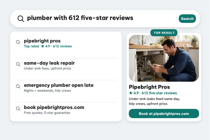 Pipebright Pros five-star search postcard template