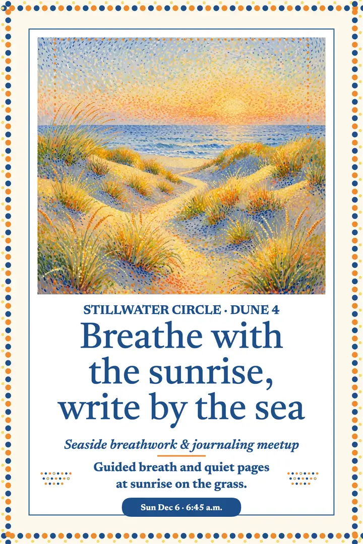 Stillwater sunrise breathwork poster template