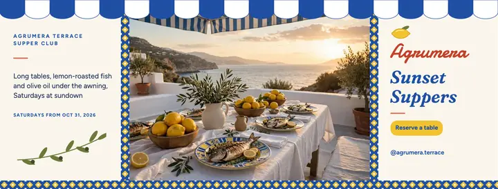 Agrumera terrace supper club Facebook cover template