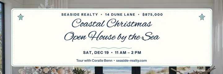 Seaside Christmas open house header: christmas open house header template