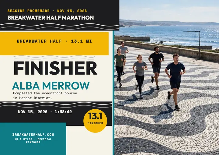 Breakwater Half finisher certificate template