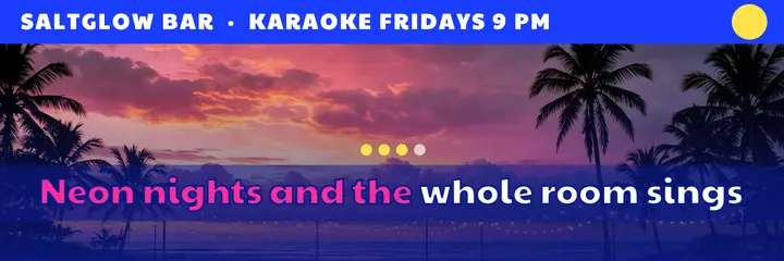 Seaside karaoke night header, lyric screen template