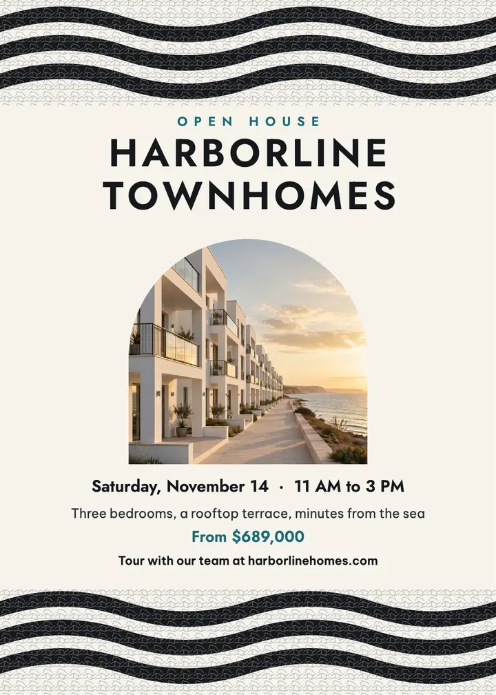 Harborline Townhomes open house invitation template
