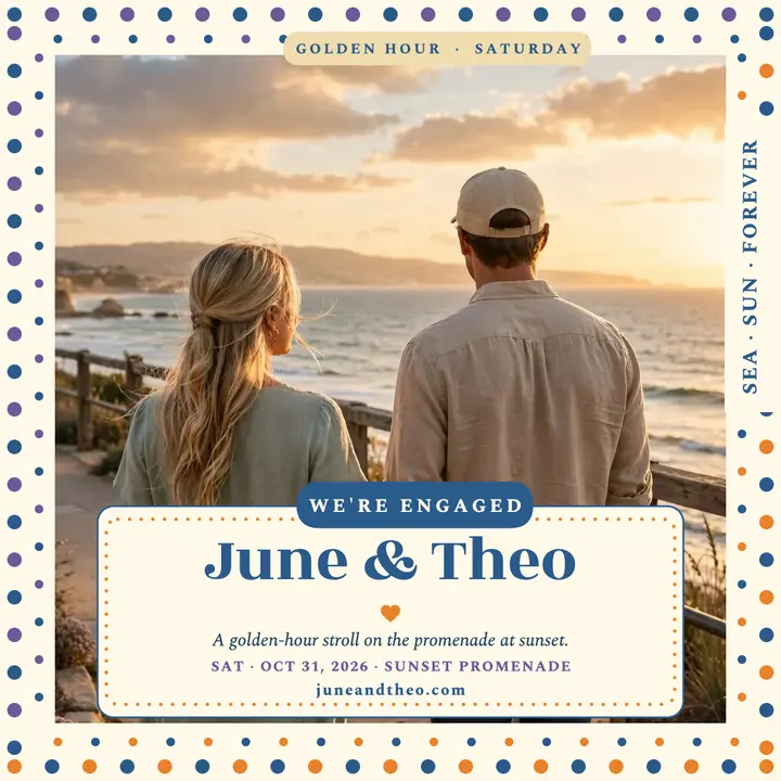 June and Theo seaside engagement post template