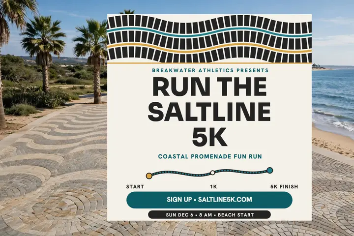 Saltline 5K seaside promenade run postcard template