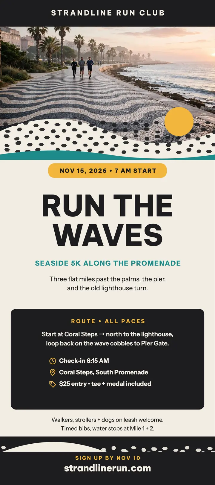 Strandline Seaside 5K promenade run card template