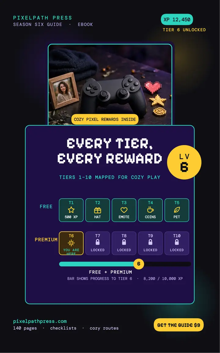Season Six battle pass tiers ebook template