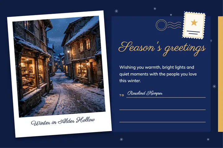 Season's greetings village postcard template