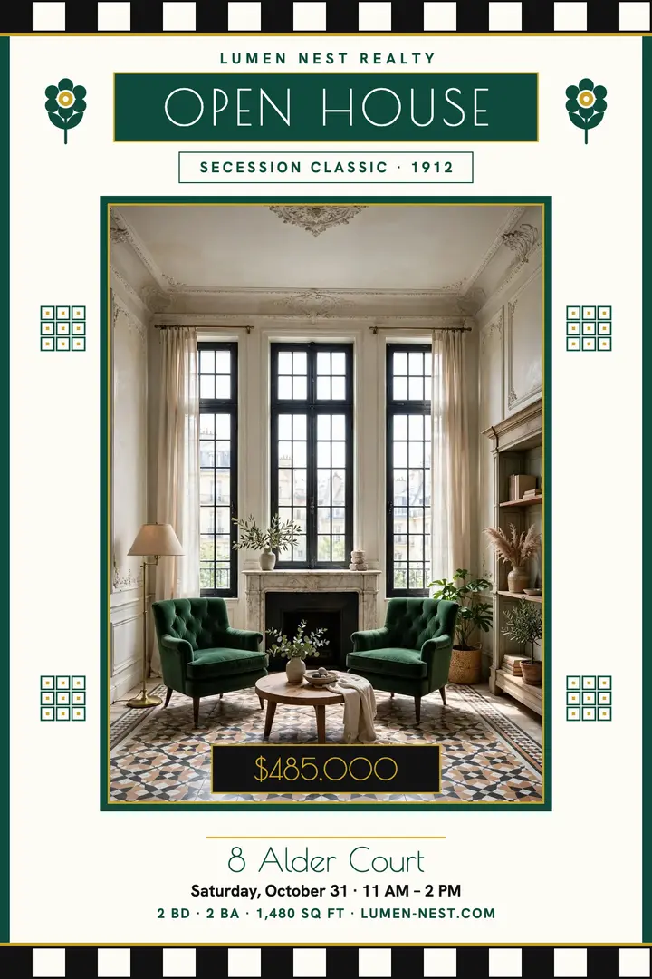 Lumen Nest secession apartment open house poster template