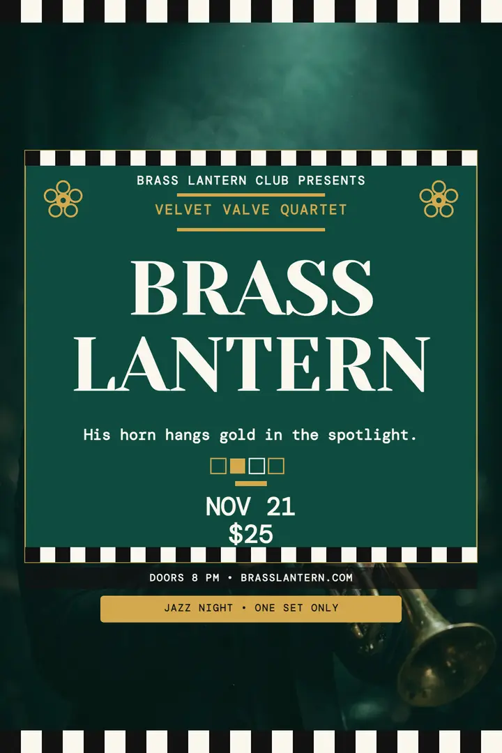 Brass Lantern jazz night poster template