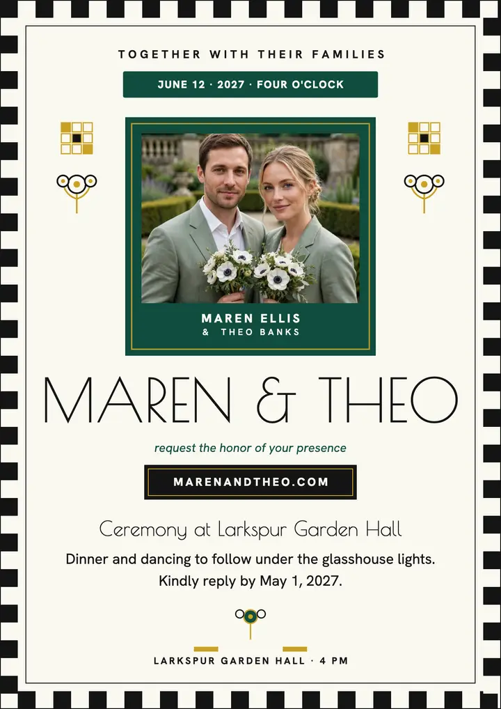 Maren and Theo secession wedding invite template