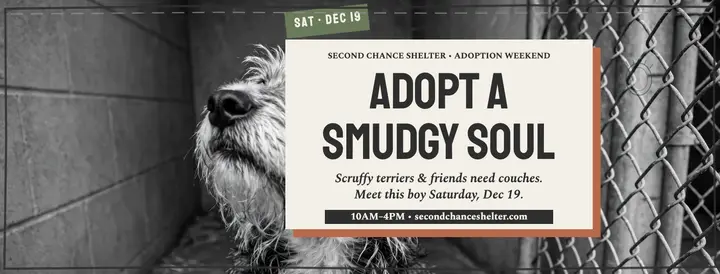 Second Chance smudgy dog adoption cover template