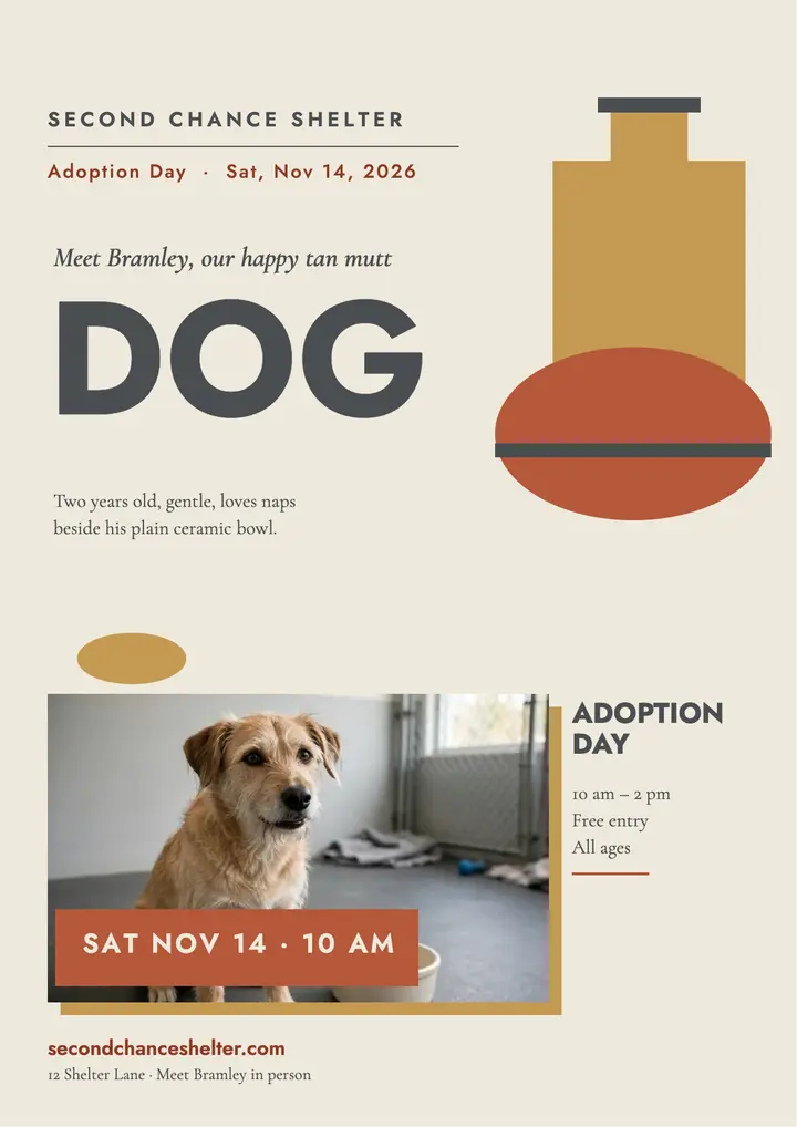 Second Chance dog adoption day flyer template