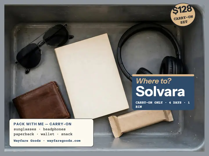 Wayfare Goods carry-on bin slide: pack with me slide template