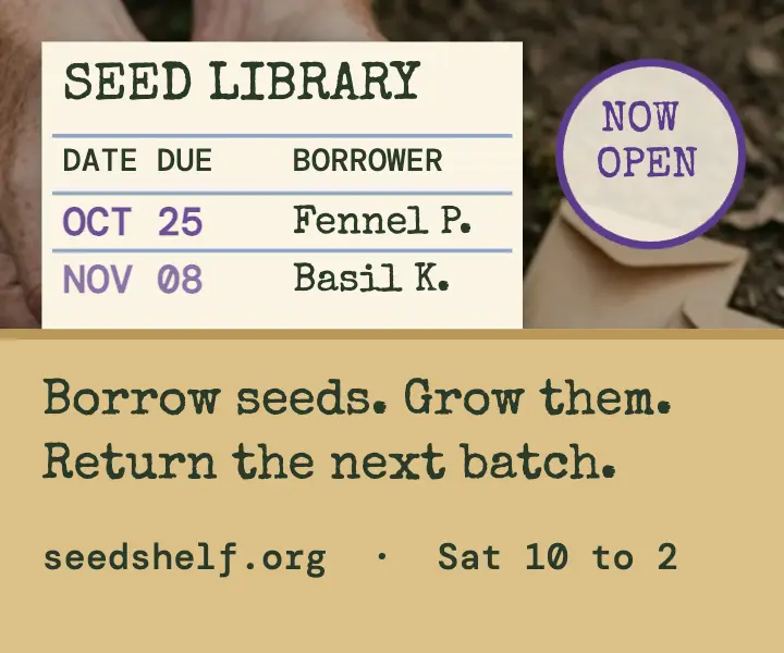 Seedshelf seed library opening ad: seed library opening ad template
