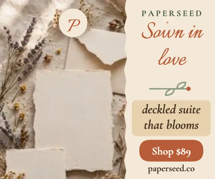 Paperseed deckled seed paper suite ad: wedding invitation ad template