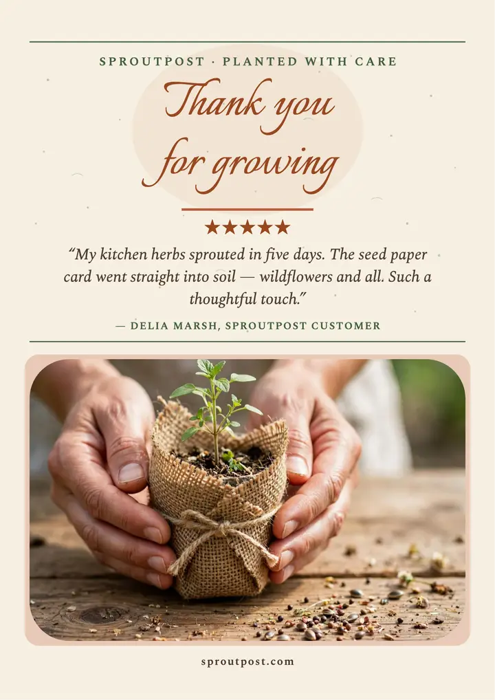 Sproutpost seed paper thank you flyer template