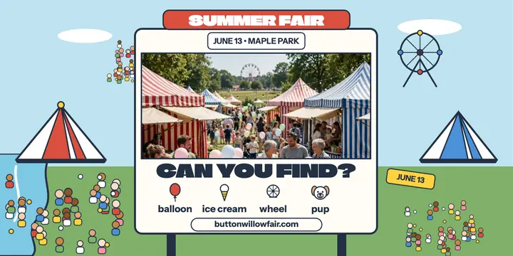 Buttonwillow Summer Fair seek-and-find post template