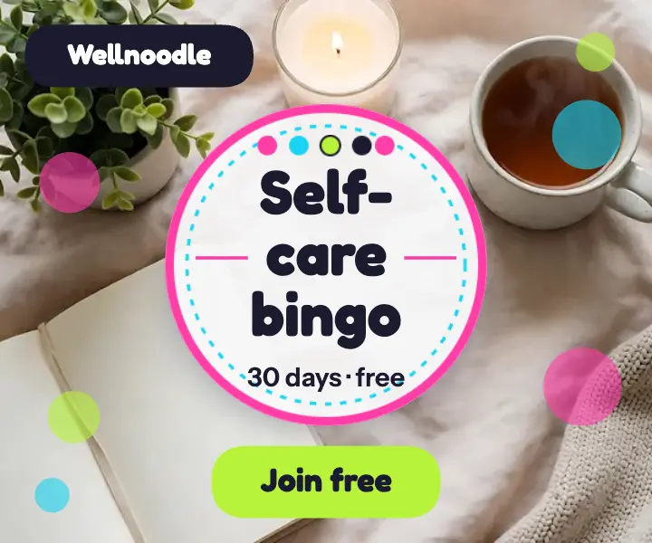 Wellnoodle self-care bingo challenge ad template