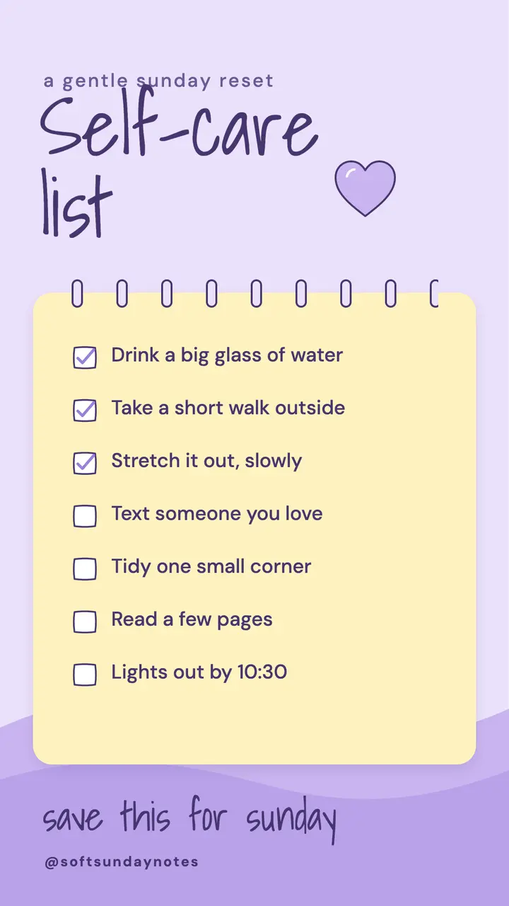 Self-care checklist story template