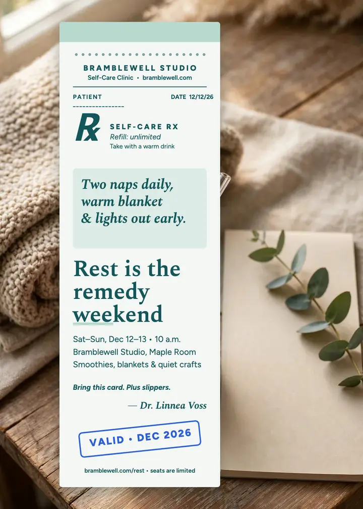 Bramblewell rest remedy weekend Rx invitation template