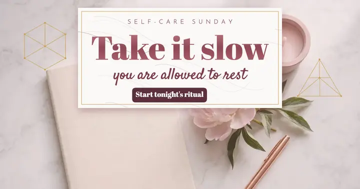 Self-care Sunday rose-gold affirmation post template