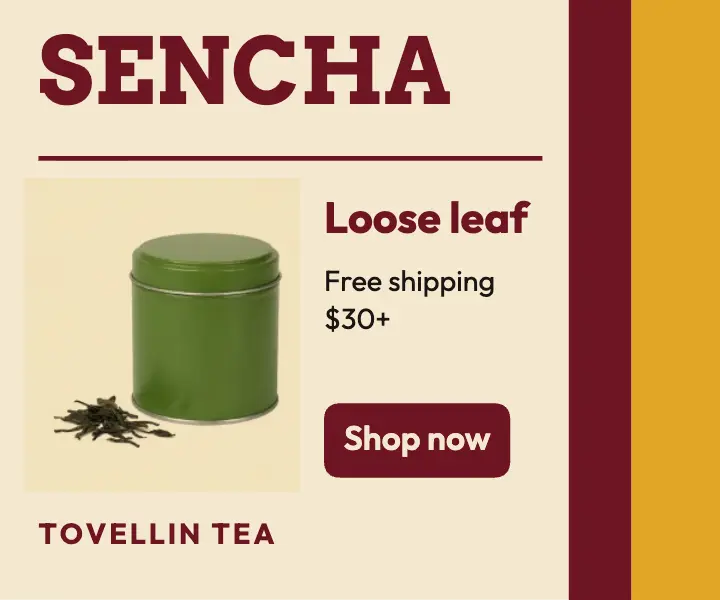Tovellin Tea Sencha tin display ad template