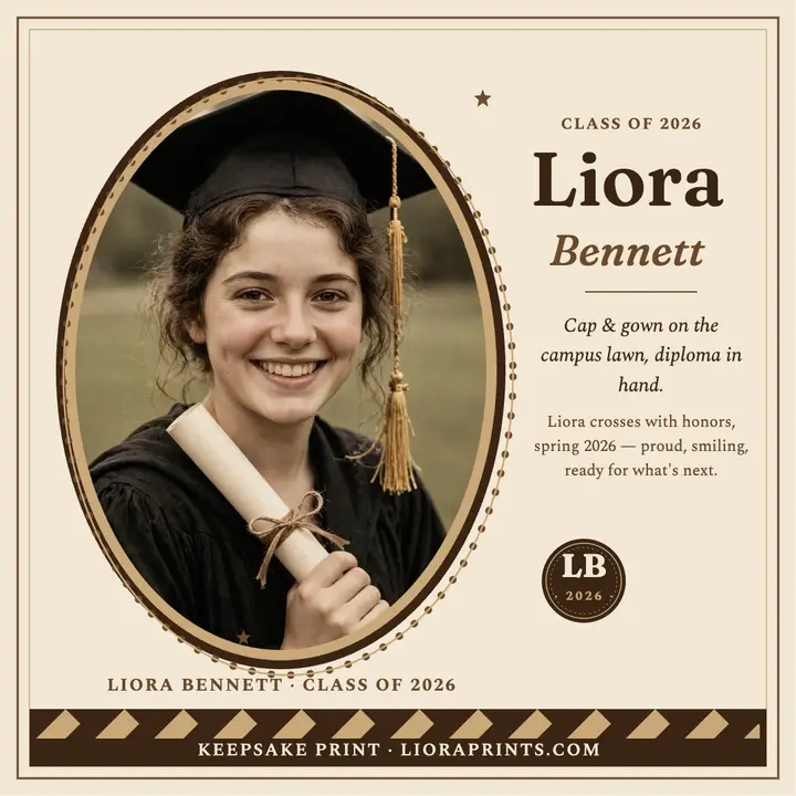 Sepia graduation keepsake, Liora template