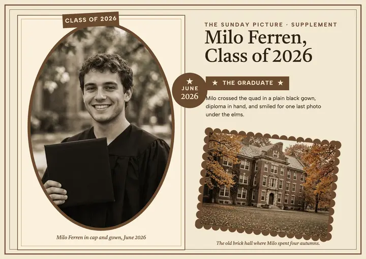 Sepia graduation memory certificate, Milo template