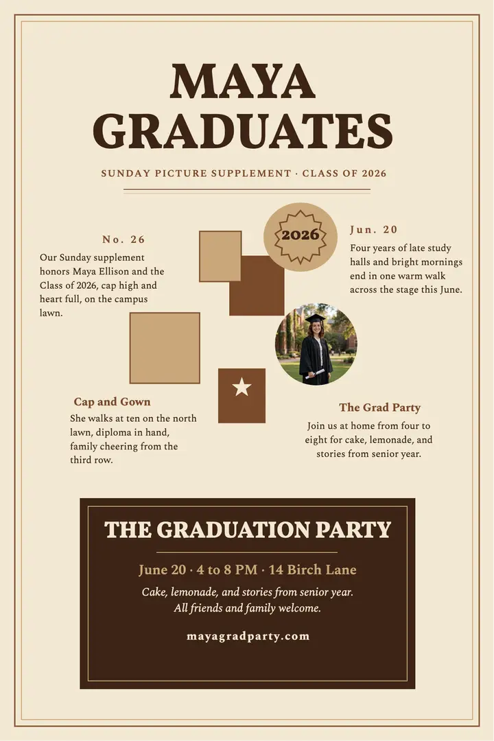 Maya sepia graduation poster template