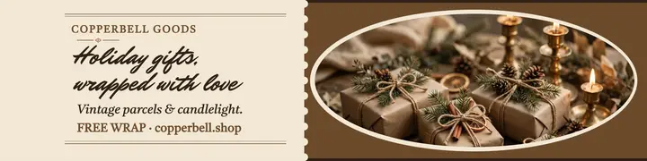 Copperbell vintage holiday market banner template